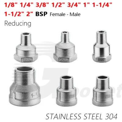 Stainless Steel Reducing Socket 1/8"-2" BSP Female Male Thread Pipe Fittings 304 - Image 1 of 4