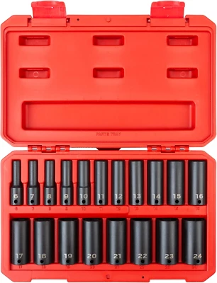 3/8 Inch Drive Deep 6-Point Impact Socket Set, 19-Piece (6-24 Mm) - Case | SID91 - Image 1 of 4