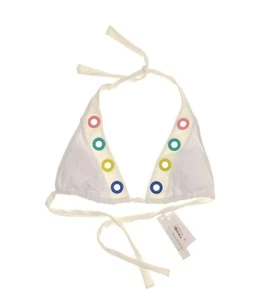 Bleu by Rod Beattie Women's Grommet Triangle Halter Bikini Top - White - Size 4 - Picture 1 of 2