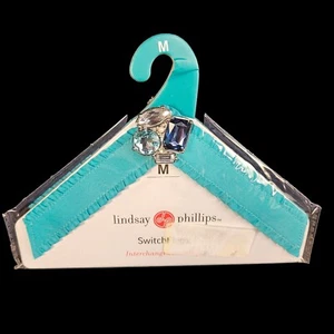 Lindsay Phillips STRAPS ONLY Blue Bejeweled Interchangeable for Switch Flops Med - Picture 1 of 6