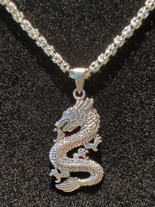 Sterling Silver Dragon & Byzantine Necklace - Picture 1 of 10