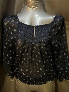 Abercrombie & Fitch Blue Sheer Top Size XS Pattern Gorgeous Too Fast Shipping - Picture 1 of 12