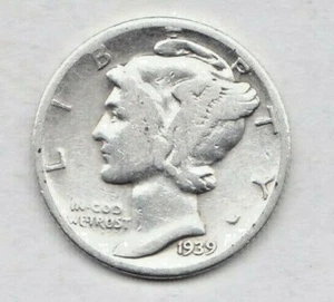 Moneda de diez centavos Mercury 1939 D en muy buen estado ~ VER EL ESCANEO. Stk m0002 - Imagen 1 de 5