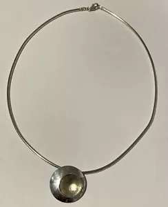 More details for modernist contemporary (2011) sterling  silver &amp; gold pendant necklace (21g)