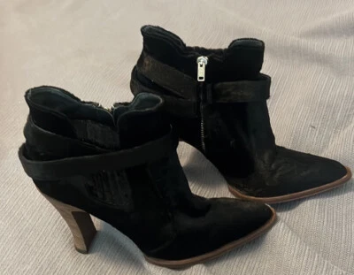 Elizabeth and James Velvet Black Leather Heels Size 8 Club Wear Going Out - Image 1 of 4