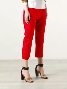 $690 Designer Rare MARNI Women's Red Pamal Cropped Trousers Pants - Picture 1 of 5