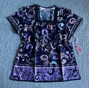 Koi Kathy Peterson Scrub Top Women’s Medium Black Penny Lane Medical Nursing - Picture 1 of 14