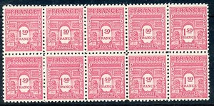 TIMBRE DE FRANCE NEUF LUXE 625 ** BLOC DE 10 TIMBRES ARC DE TRIOMPHE DE L ETOILE - Photo 1/1