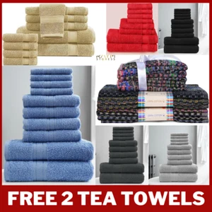 10 pz set di balle asciugamani 500 asciugamani da bagno viso viso a mano con 2 asciugamani da tè gratuiti uk - Foto 1 di 41