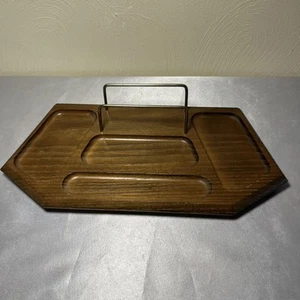"Bandeja vintage MCM Swank madera y latón tocador escritorio valet caddy 12,5"" x 6"" regalo para hombre" - Imagen 1 de 9