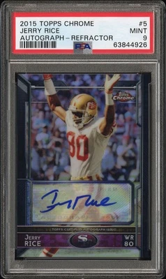 2015 Topps Chrome SP Legend Variation Jerry Rice #5 autógrafos 9/10 (AU) PSA 9 Foto 1 de 2