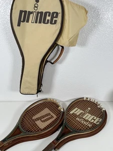 Vintage Prince Woodie Tennis Racquets Set Of Two With Carry Case 1980 Collectors - Picture 1 of 8