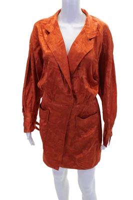 Vestido Ronny Kobo Mujer Texturizado Manga Larga Corte Cuello en V Sin Mangas Naranja Talla S Foto 1 de 4