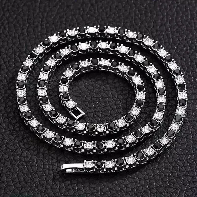 20CT Round Lab Created Black & White Diamond Tennis Bracelet 14k White Gold Over - Image 1 of 4