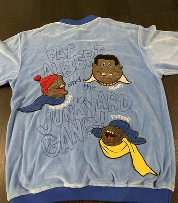 FUBU VTG Platinum Fat Albert Velour Short Sleeve  Zipper Jacket Youth Large - Image 1 of 4