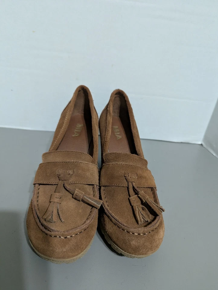 Mocasines de cuña con plataforma de gamuza marrón talla 8,5 Mia para mujer Foto 1 de 4