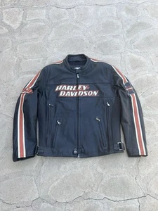 Harley Davidson Torque Black Leather Jacket 98114-06VM Racing Cafe Men’s L - Picture 1 of 11