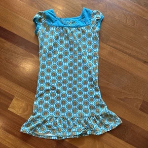 C’Est La Vie Boutique Girls Turquoise Blue Cotton Dress Ruffle Embroidery Sz 8 - Picture 1 of 4