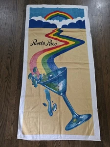 Puerto Rico Vintage Strandtuch Cocktailglas mit Regenbogen 70er Jahre Reise - Bild 1 von 5