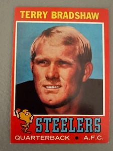 Topps Football #156 1971 Terry Bradshaw Steelers radiocontrol novato de la corte ex - Imagen 1 de 4