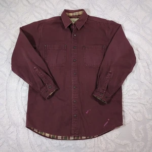 Vintage LL Bean Canvas Flannel Lined Work Chore Jacket Size Medium Distressed - Picture 1 of 17