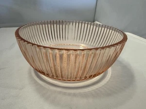 Anchor Hocking Queen Mary Pink Prismatic Ribbed 6 1/4" Cereal Bowl - Picture 1 of 5