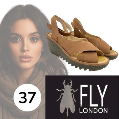 Fly London Women's Yivi Crisscross Strappy Wedge Heel Sandals Brown Size 37 - Image 1 of 4