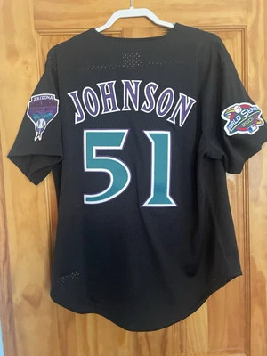 Camiseta Randy Johnson Arizona Diamondbacks Serie Mundial 2001 malla negra, talla grande Foto 1 de 4
