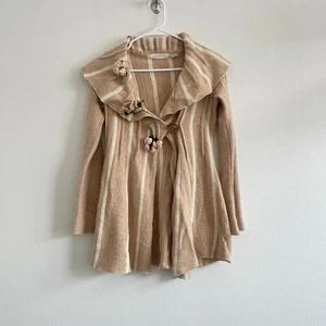 Anthropologie Sleeping on Snow maglione donna S panna cardigan twee Academia Y2K - Foto 1 di 12
