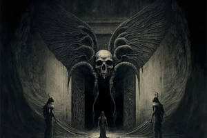 Canvas Art Fantasy Grey Skull Wall Picture Poster Print - Picture 1 of 22