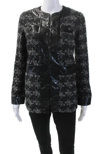 Tory Burch Women's Round Neck Long Sleeves Hook Closure Jacket Black Size 2 - Picture 1 of 5