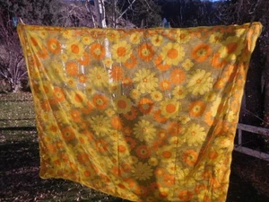 Vintage Spitze Tischdecke orange & gelb MCM 1960er-70er ~ 84"x70" Groovy ~ KOSTENLOSER VERSAND - Bild 1 von 6