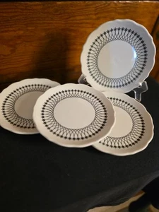 Vtg Syracuse China Restaurant Ware "Fleur De Lis" Black Lace 6" Salad Plates - Picture 1 of 6