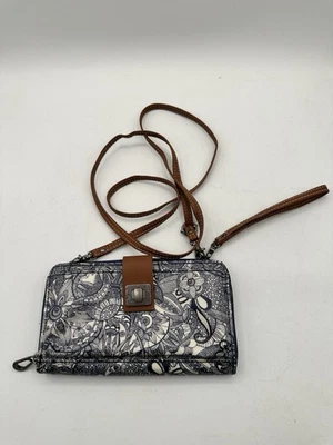 Sakroots Crossbody Wristlet Wallet Blue And White Floral 53” Adjustable Strap - Image 1 of 4
