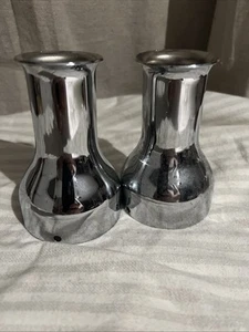 Set Of 2 Vintage NOS New Chrome Exhaust Bell Flute Tips Harley-Davidson HD Pipes - Foto 1 di 7