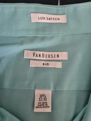Camisa de vestir Van Heusen verde con botones para hombre grande 18,5 32/33 Foto 1 de 4