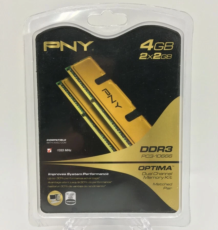 PNY Optima 4GB Dual Channel Kit DDR3 1333 MHz PC3-10666 Desktop DIMM Memory Kit - Image 1 of 2