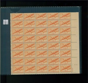 1941 United States Air Mail Postage Stamp #C31 Plate No 22779 Mint Partial Sheet - Picture 1 of 1