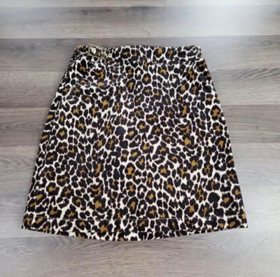 Sexy Mini Falda J Crew Talla 0 Estampado Leopardo Hebilla Guepardo Pana Mezcla de Algodón Foto 1 de 4