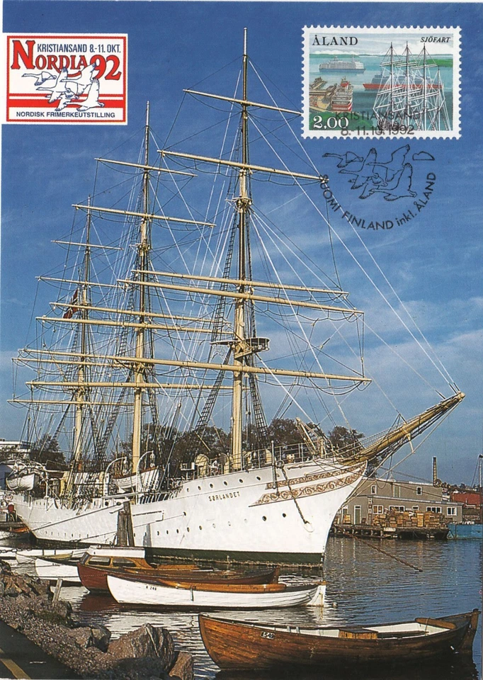 Maxi tarjeta sello foro Nordia 92 1992 velero Sealandet Aland Finlandia como nuevo Foto 1 de 1