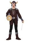 Viking Boy Costume, Brown, with Top, Attached Cape, Hat & Boo Men's Costumes NEU
