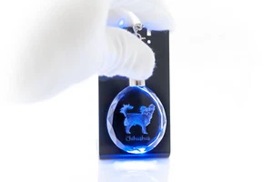 Chihuahua, Dog Crystal Round Keyring, High Quality, Crystal Animals UK - Picture 1 of 9