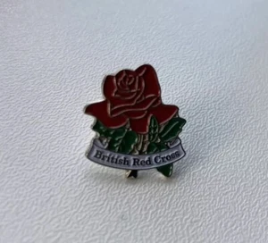 British Red Cross Enamel Lapel Pin Badges With Red Rose Design From 1980s. - Picture 1 of 5