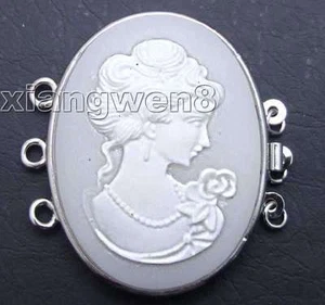 Cabezal de belleza ovalado blanco de 40 mm cierre de 3 hebras accesorios para hacer joyas - Imagen 1 de 9