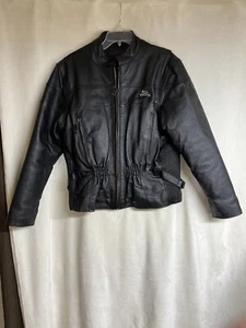 USA Bikers Dream Apparel Black Leather Motorcycle Jacket Size L Women’s Ladies - Picture 1 of 6
