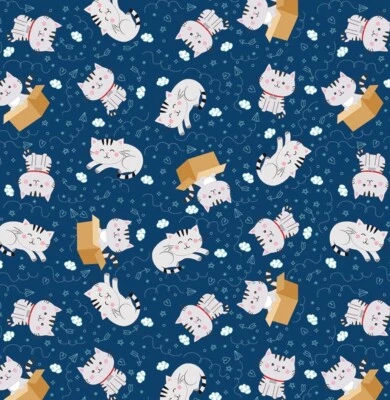 Tela Feline Drive MASCOTAS Gatos Azul Marino Riley Blake Designs Cuarto Graso - (18x22") FQ Foto 1 de 4