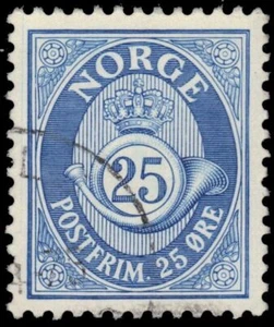 NORWAY 606 (Mi676) - Numeral and Post Horn "1974 Ultramarine" (pb25898) - Picture 1 of 1