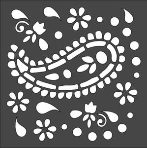 1- 5.5x5.5 inch Custom Cut Stencil, (TC-83) Paisley Design - Picture 1 of 1