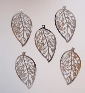 5 x Herbstdeko Blätter Farbe Silber zum Hängen Basteln - Bild 1 von 2