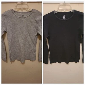 2x Women's Fruit of the Loom LS waffle Thermal shirt lot, size Small, black+gray - Picture 1 of 6